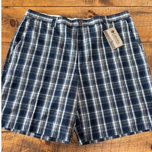 NWT Columbia Mens Plaid Chino Blue Gray Golf Outdoor Shorts Size 42x10